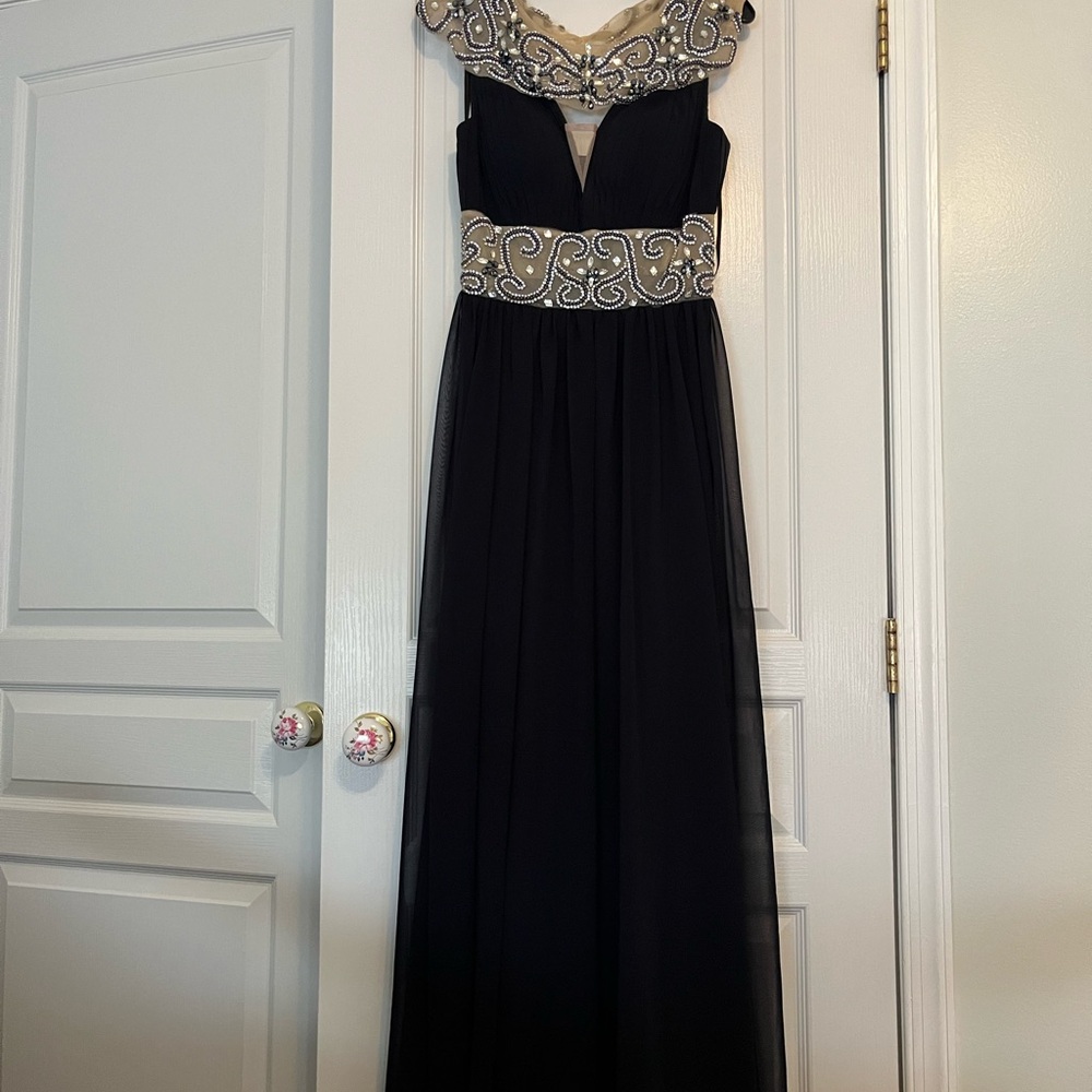 Jovani Navy Evening Gown with Embellishments